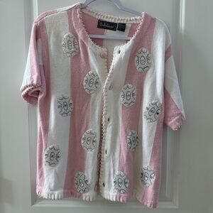BellePointe Floral Spring Easter Egg Knit
Cardigan Large Pink and White Cardigan